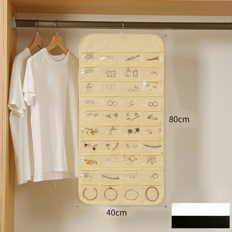 Laikymo krepšys, skirtas papuošalams, pakabinamas tinklelis, 80 dalių dvipusis papuošalų laikymas, maži auskarai, pakabinamas krepšys objektams, krepšys