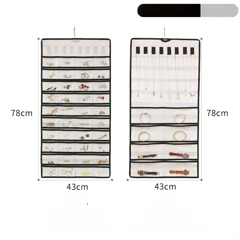 Laikymo krepšys, skirtas papuošalams, pakabinamas tinklelis, 80 dalių dvipusis papuošalų laikymas, maži auskarai, pakabinamas krepšys objektams, krepšys