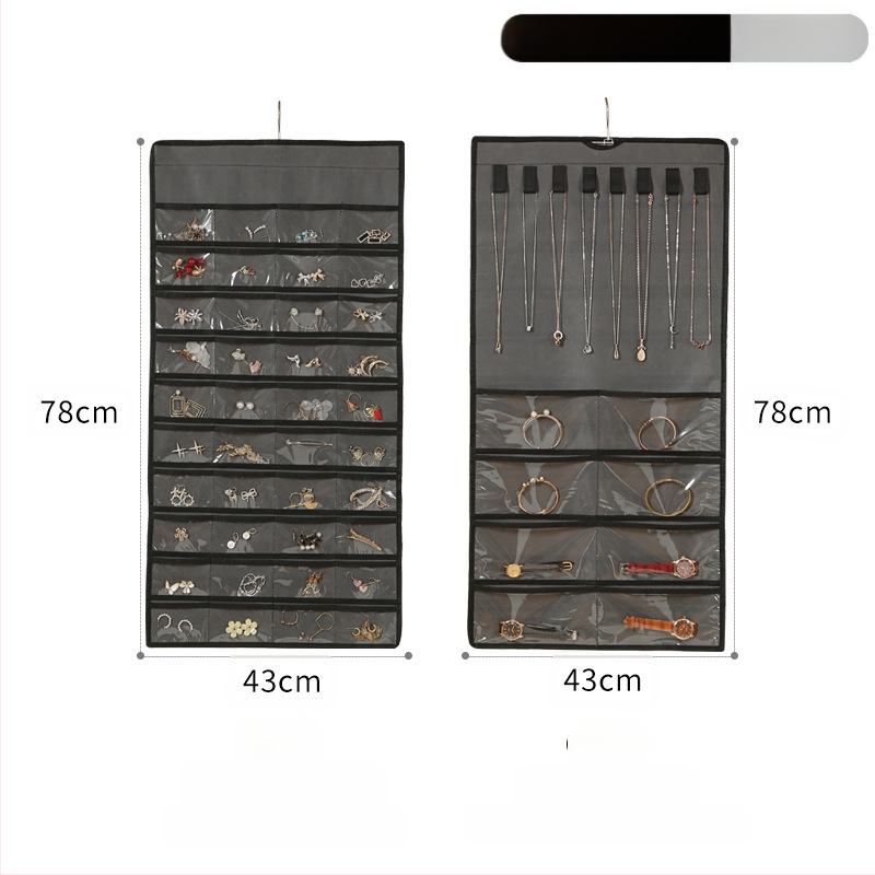 Laikymo krepšys, skirtas papuošalams, pakabinamas tinklelis, 80 dalių dvipusis papuošalų laikymas, maži auskarai, pakabinamas krepšys objektams, krepšys