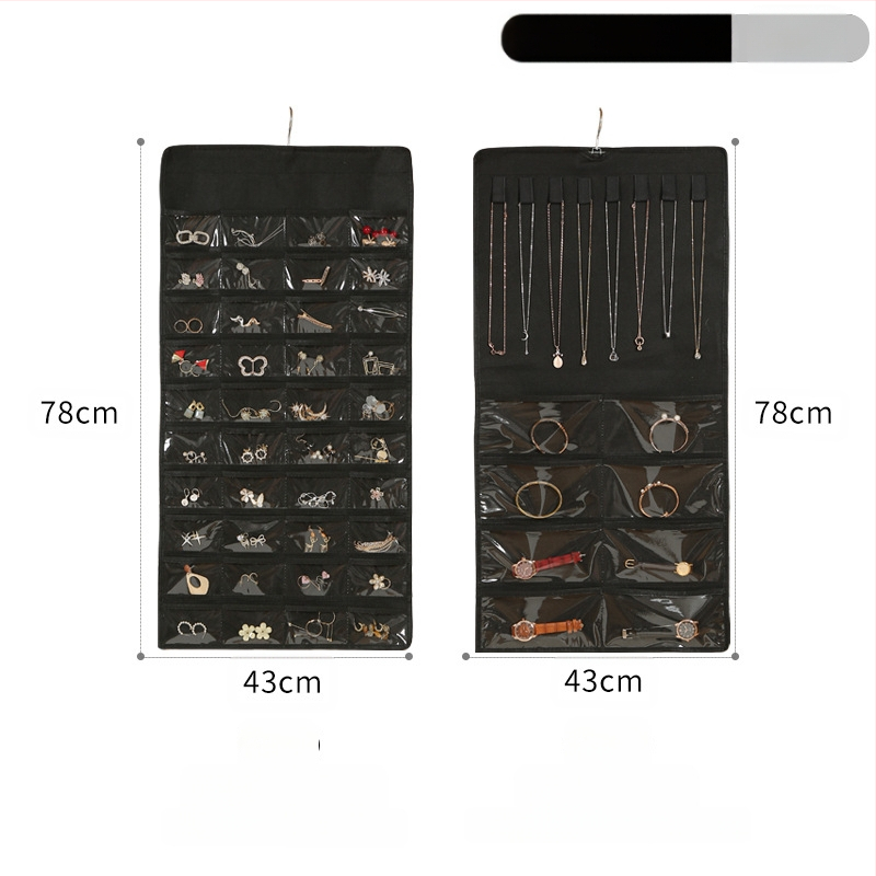 Laikymo krepšys, skirtas papuošalams, pakabinamas tinklelis, 80 dalių dvipusis papuošalų laikymas, maži auskarai, pakabinamas krepšys objektams, krepšys