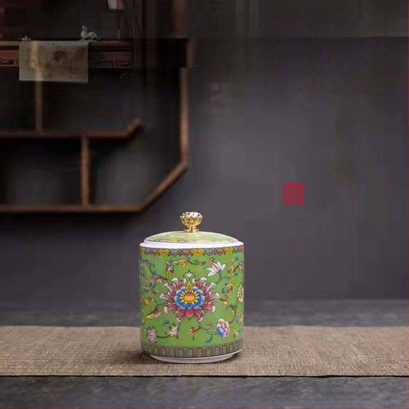 Tiesioginio gamyklinio tiekimo emalio spalvos arbatos skardinės, keraminės mažos buitinės sandarios skardinės, rūmų stiliaus arbatos laikymo skardinės, dovanų mažos arbatos skardinės