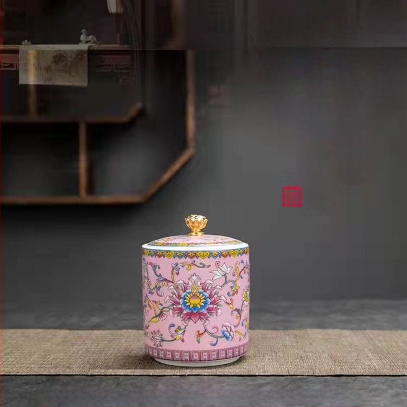 Tiesioginio gamyklinio tiekimo emalio spalvos arbatos skardinės, keraminės mažos buitinės sandarios skardinės, rūmų stiliaus arbatos laikymo skardinės, dovanų mažos arbatos skardinės