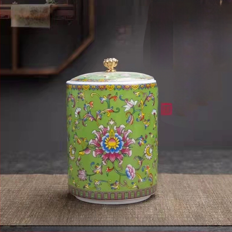 Tiesioginio gamyklinio tiekimo emalio spalvos arbatos skardinės, keraminės mažos buitinės sandarios skardinės, rūmų stiliaus arbatos laikymo skardinės, dovanų mažos arbatos skardinės