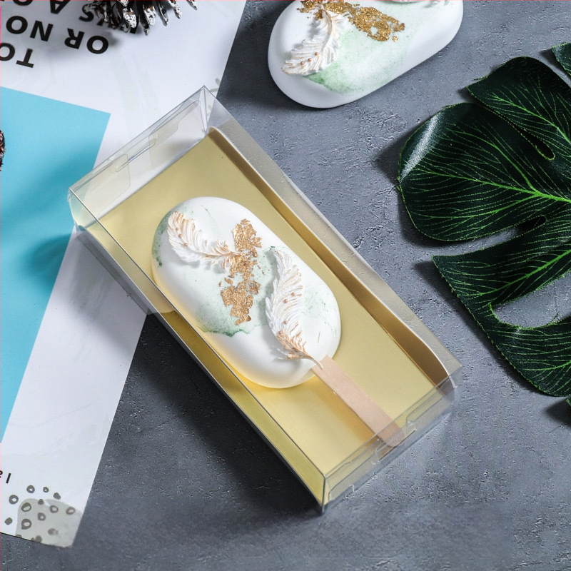 Jäätisepulga pulgakommi läbipaistev koogipakendkarp mousse väike Western Pointi karp kommišokolaadi pakendkarp 50 komplekti