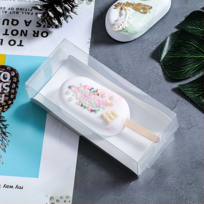 Jäätisepulga pulgakommi läbipaistev koogipakendkarp mousse väike Western Pointi karp kommišokolaadi pakendkarp 50 komplekti