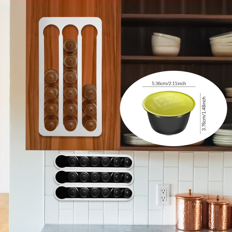Seinale kinnitatav kohvikapslite hoiuriiul, ühilduv Dolce Gusto kapslitassiga, alumiiniumisulamist akrüülist hoiuriiul