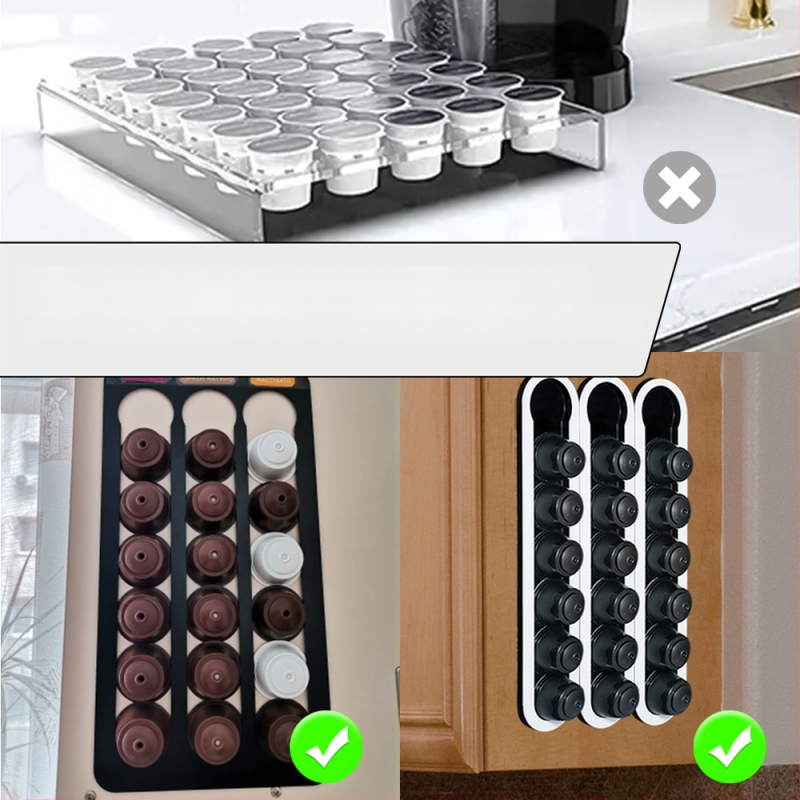 Seinale kinnitatav kohvikapslite hoiuriiul, ühilduv Dolce Gusto kapslitassiga, alumiiniumisulamist akrüülist hoiuriiul