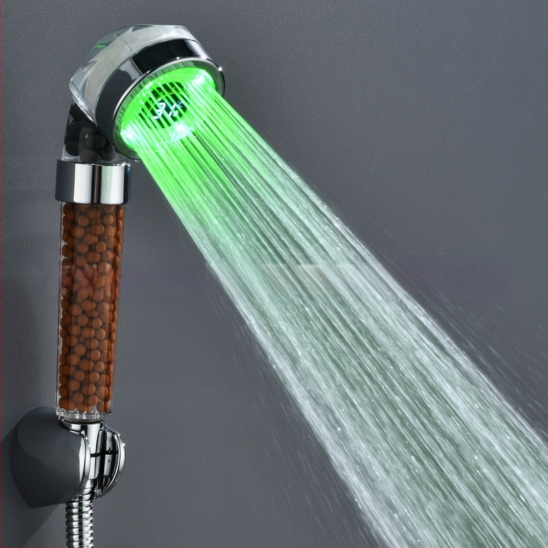 LED skaitmeninis ekranas su neigiamų jonų dušo galvute, skaitmeninis ekranas, šviečiantis spalvą keičiantis dušo temperatūros ekranas, dušo antgalis 8008-S23