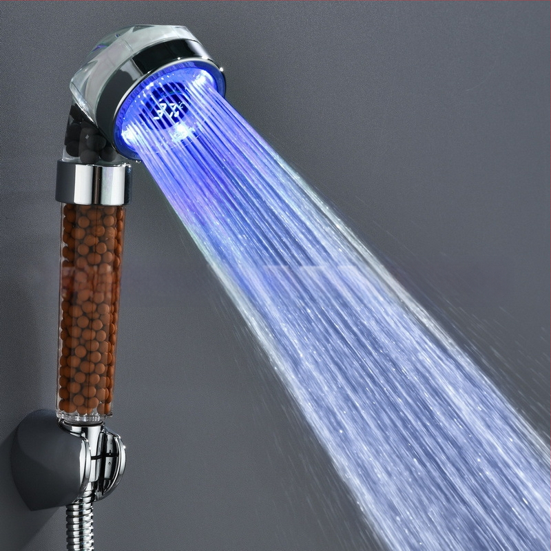 LED skaitmeninis ekranas su neigiamų jonų dušo galvute, skaitmeninis ekranas, šviečiantis spalvą keičiantis dušo temperatūros ekranas, dušo antgalis 8008-S23