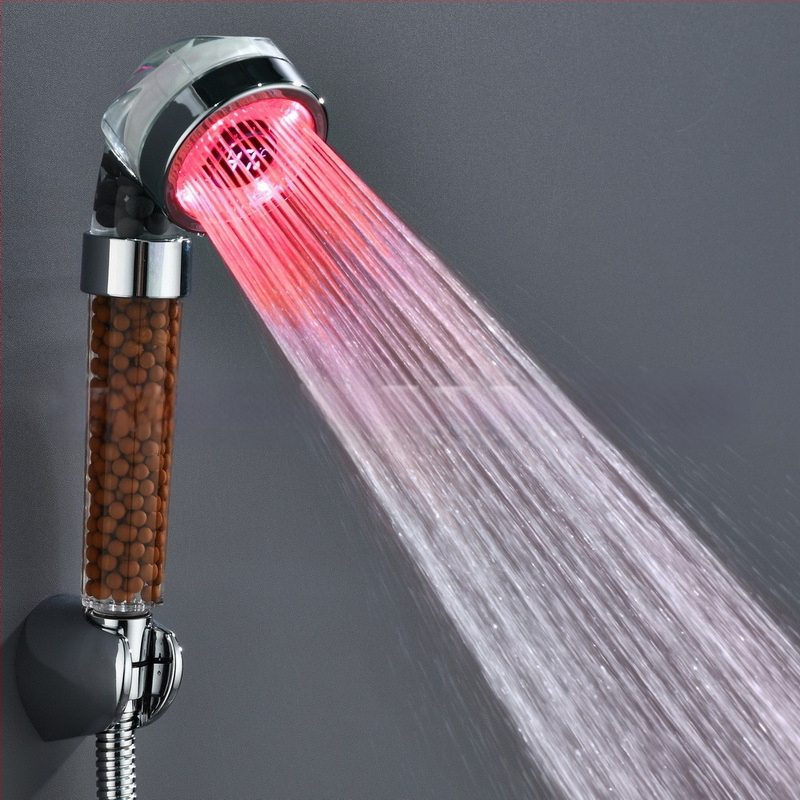 LED skaitmeninis ekranas su neigiamų jonų dušo galvute, skaitmeninis ekranas, šviečiantis spalvą keičiantis dušo temperatūros ekranas, dušo antgalis 8008-S23