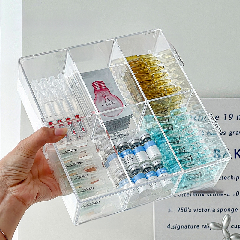 Vienkartinių esencijos laikymo dėžutė kosmetikos pavyzdžių laikymo lentynėlė, skirta odos priežiūros produktams, lūpų dažams, akrilo apdailos dėžutė, skaidri