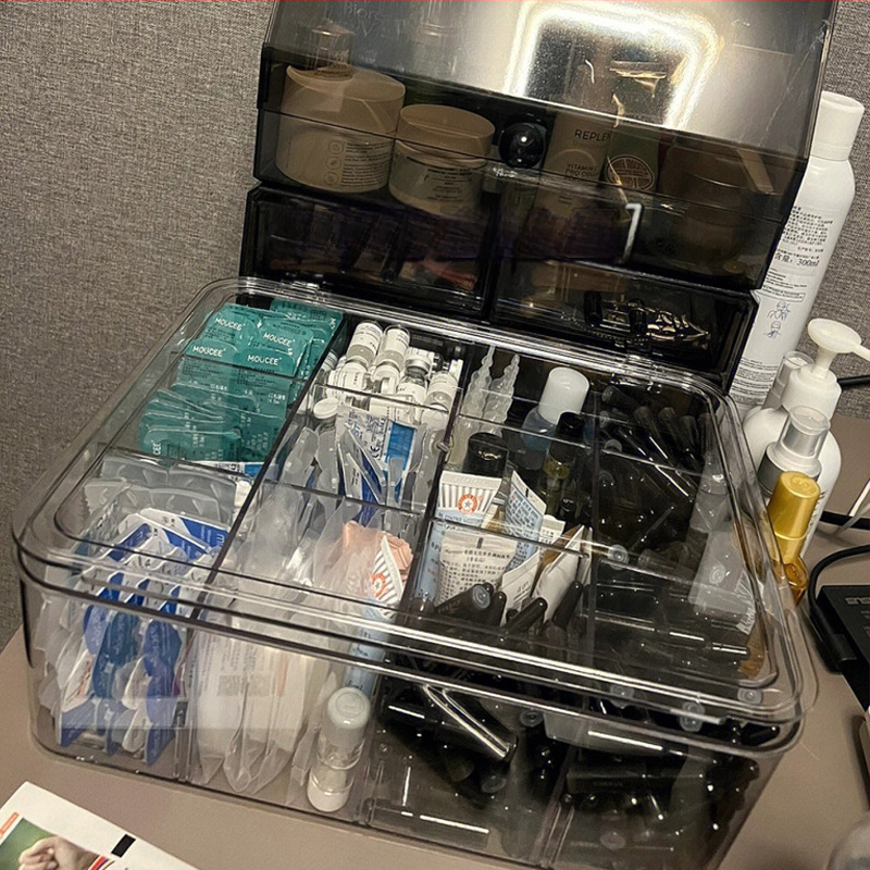 Vienkartinių esencijos laikymo dėžutė kosmetikos pavyzdžių laikymo lentynėlė, skirta odos priežiūros produktams, lūpų dažams, akrilo apdailos dėžutė, skaidri