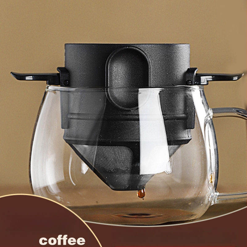 Namų ir komercinės paskirties nerūdijančio plieno kavos filtras, pakabinamas ausų lašelinis, dvigubo sluoksnio sulankstomas tinklelio piltuvėlis, nemokamas filtro popieriaus filtras