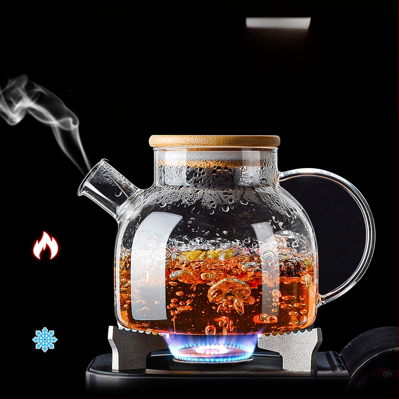 Aukštos spalvos stiklinis virdulys su rankena, atsparus aukštai temperatūrai, verdantis arbatinukas, komercinis tiesus virdulys, šaltas virdulys, šaltas virdulys, stiklinis virdulys