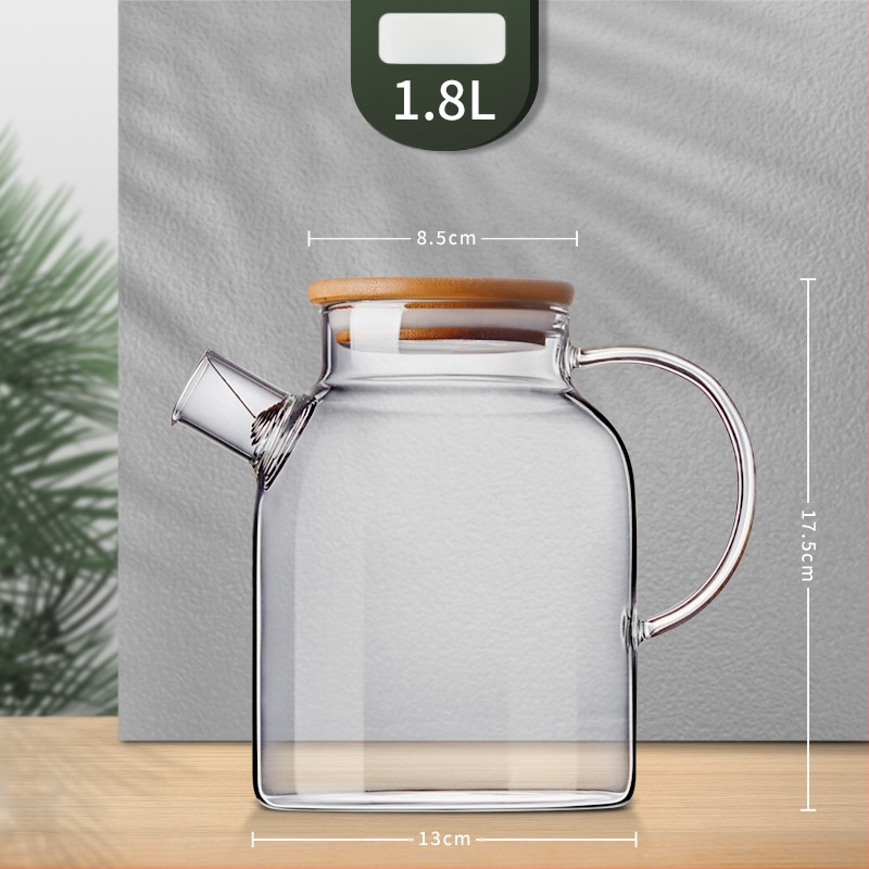 Aukštos spalvos stiklinis virdulys su rankena, atsparus aukštai temperatūrai, verdantis arbatinukas, komercinis tiesus virdulys, šaltas virdulys, šaltas virdulys, stiklinis virdulys