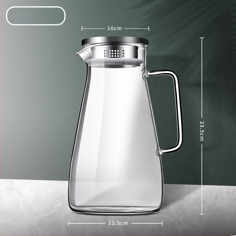 Aukštos spalvos stiklinis virdulys su rankena, atsparus aukštai temperatūrai, verdantis arbatinukas, komercinis tiesus virdulys, šaltas virdulys, šaltas virdulys, stiklinis virdulys