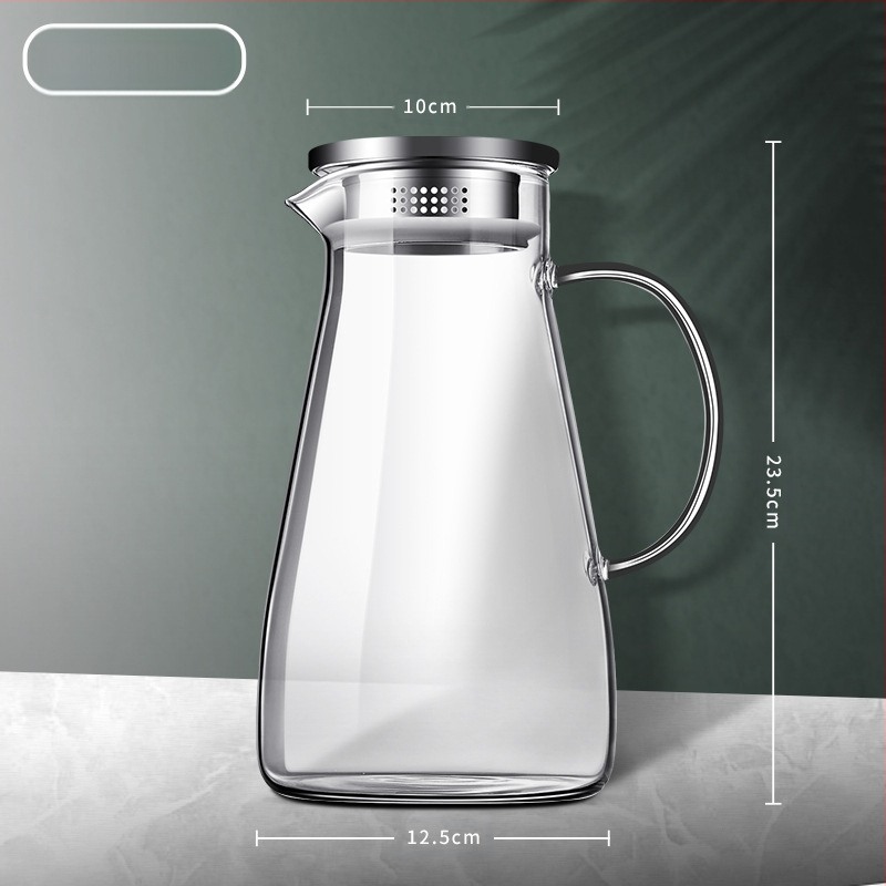 Aukštos spalvos stiklinis virdulys su rankena, atsparus aukštai temperatūrai, verdantis arbatinukas, komercinis tiesus virdulys, šaltas virdulys, šaltas virdulys, stiklinis virdulys