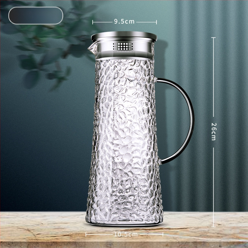 Aukštos spalvos stiklinis virdulys su rankena, atsparus aukštai temperatūrai, verdantis arbatinukas, komercinis tiesus virdulys, šaltas virdulys, šaltas virdulys, stiklinis virdulys