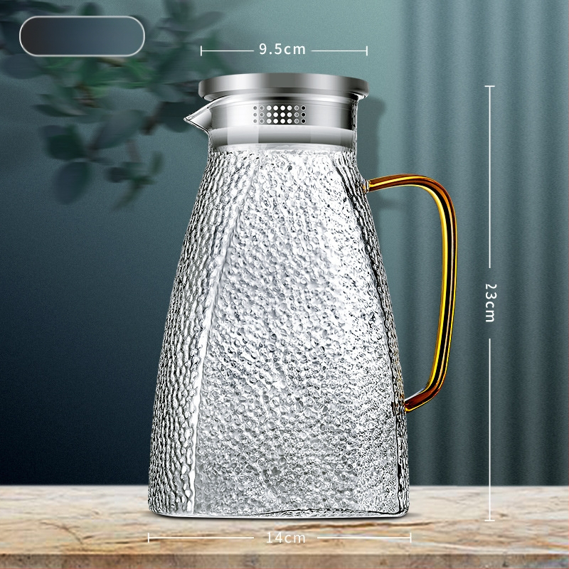 Aukštos spalvos stiklinis virdulys su rankena, atsparus aukštai temperatūrai, verdantis arbatinukas, komercinis tiesus virdulys, šaltas virdulys, šaltas virdulys, stiklinis virdulys