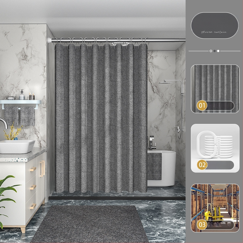 Piiriülene tehase otsetarne 230g paksendatud linasest imitatsiooniga dušikardin, veekindel ja hallituskindel dušikardin, polüesterriidest, vannitoa jaoks valmis laos