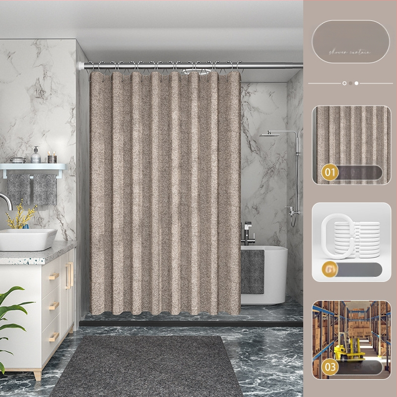 Piiriülene tehase otsetarne 230g paksendatud linasest imitatsiooniga dušikardin, veekindel ja hallituskindel dušikardin, polüesterriidest, vannitoa jaoks valmis laos