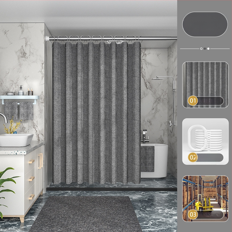 Piiriülene tehase otsetarne 230g paksendatud linasest imitatsiooniga dušikardin, veekindel ja hallituskindel dušikardin, polüesterriidest, vannitoa jaoks valmis laos