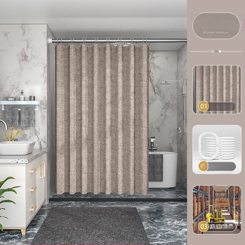 Piiriülene tehase otsetarne 230g paksendatud linasest imitatsiooniga dušikardin, veekindel ja hallituskindel dušikardin, polüesterriidest, vannitoa jaoks valmis laos