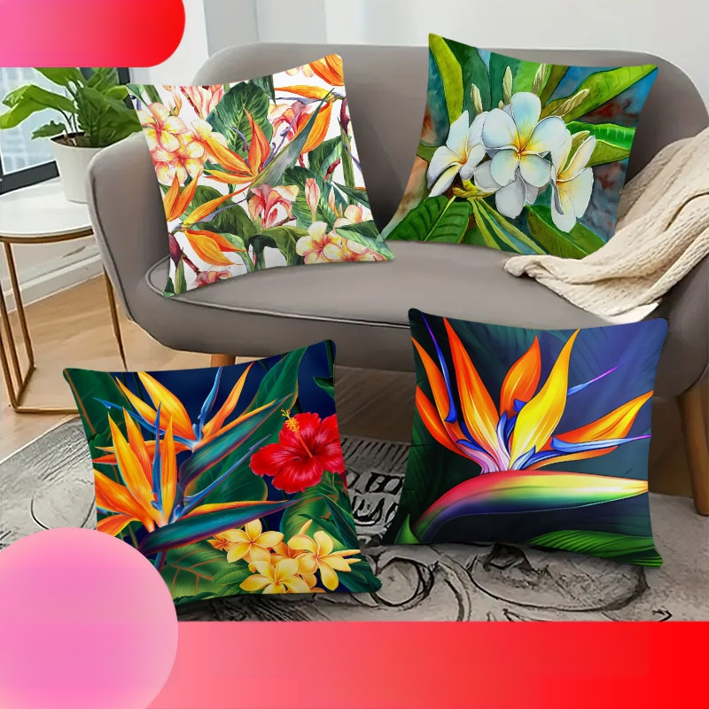 Фабрична директна трансгранична калъфка за възглавница, растение, цвете, едностранен печат, къса плюшена калъфка за възглавница, диван, декорация за хол