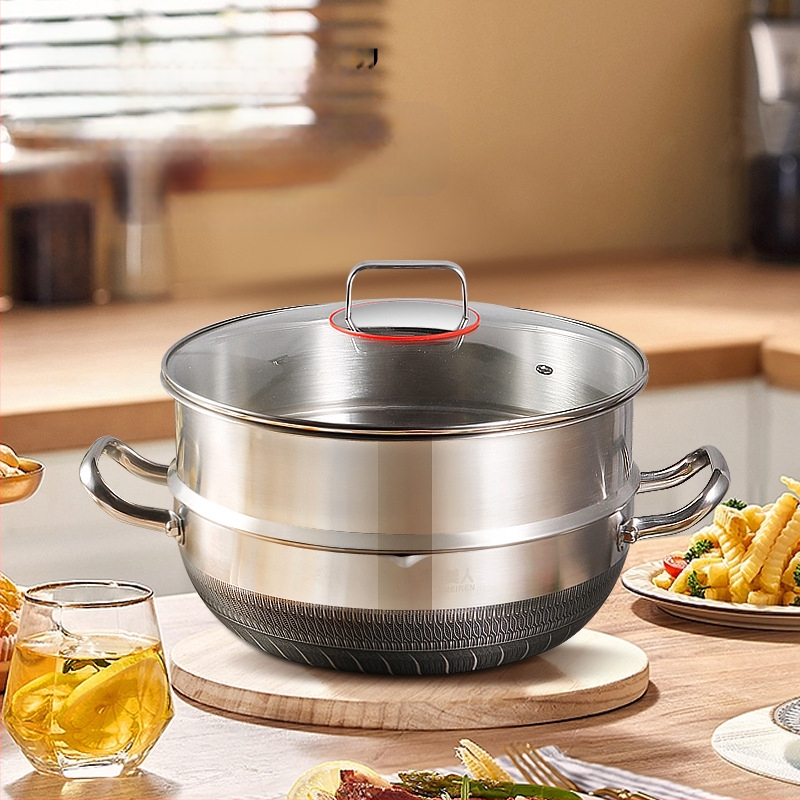 316 kolmekihiline terasest roostevabast terasest supipott, kuum pott, keedupott, kaheotstarbeline keedupott, köögipott, mittenakkuv pott, aurutav supipott