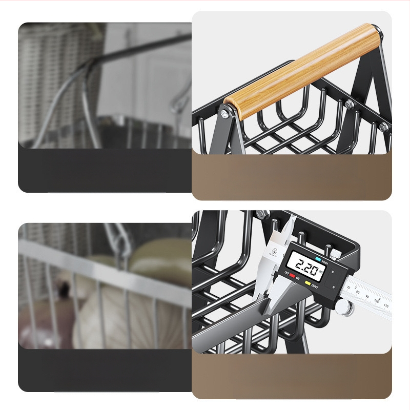 Išskirtinis „CrossBorder“ vaisių krepšelis su medine rankena, dvisluoksnis laikymo krepšelis, stalo laikymo krepšelis, užkandžių laikymo krepšelis, nusausinimo krepšelis, vaisių ir daržovių krepšelis