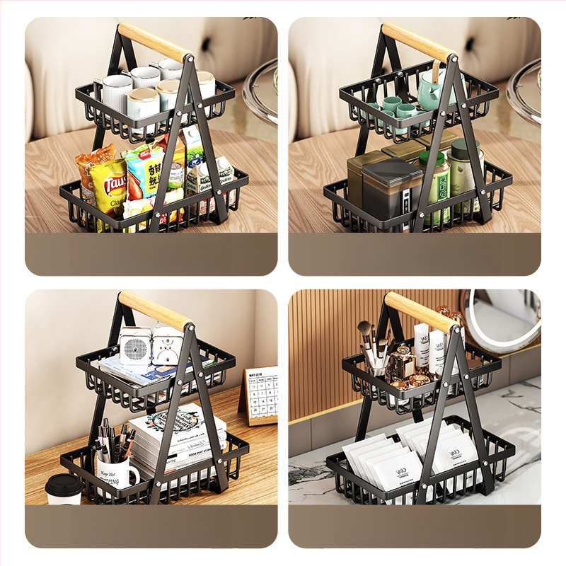 Išskirtinis „CrossBorder“ vaisių krepšelis su medine rankena, dvisluoksnis laikymo krepšelis, stalo laikymo krepšelis, užkandžių laikymo krepšelis, nusausinimo krepšelis, vaisių ir daržovių krepšelis