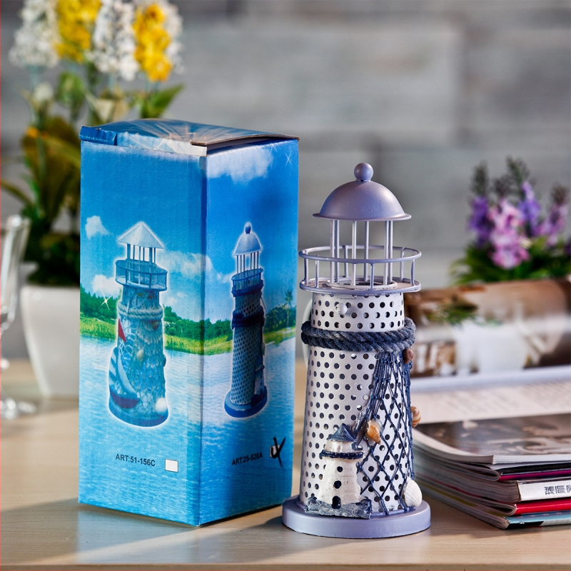 Блестяща океанска раковина, железен фар, средиземноморски стил, домашни орнаменти, морски модни занаяти