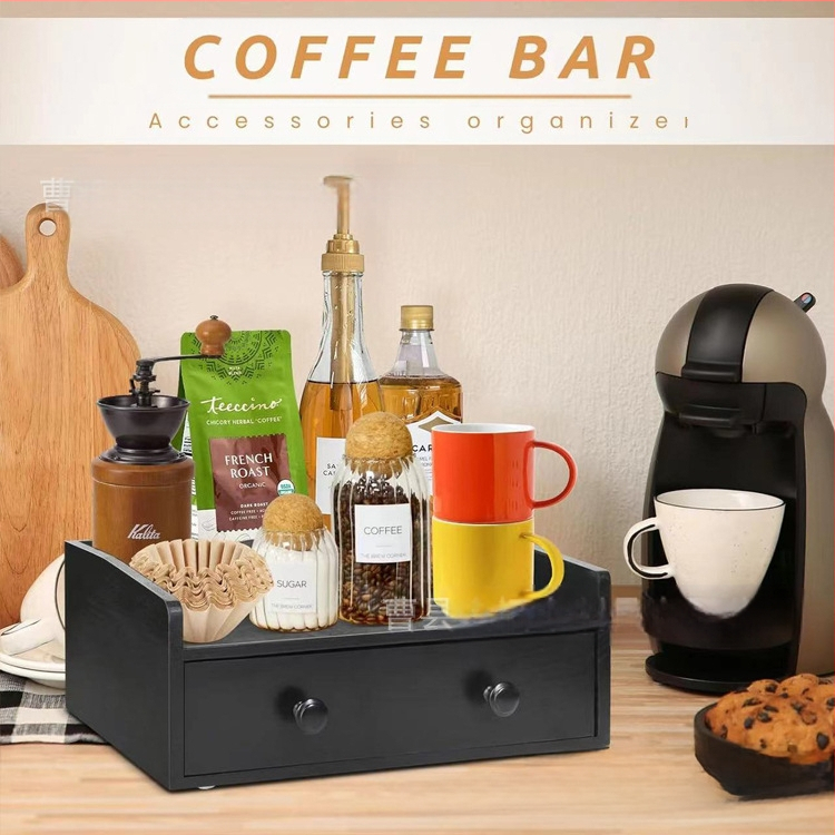 [drop Shipping] Fa kávékapszula tartó fiókkal, kávéállomás-rendezővel, kávéfőző állvány kiegészítőkkel
