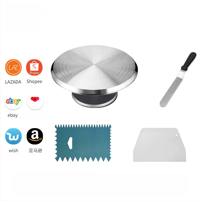 Didmeninė prekyba tarpvalstybiniu tiekimu, gimtadienio torto kremo patefonas, aliuminio lydinio keturių dalių torto formos torto dekoravimo patefonas