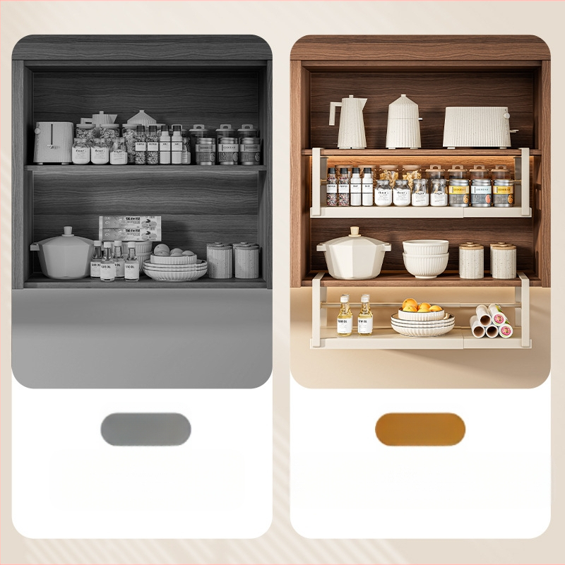 Ištraukiama virtuvės laikymo lentyna, prieskonių laikymo artefaktų spintelė, daugiasluoksnė pakabinama krepšelio spintelė, pakabinama spintelė, pakabinama lentyna