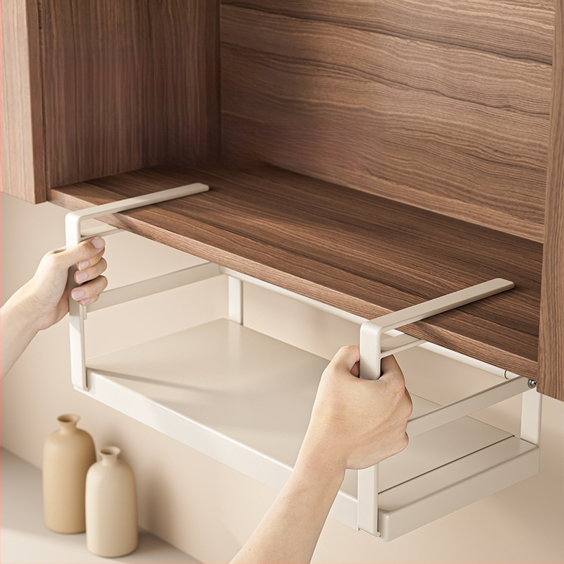 Ištraukiama virtuvės laikymo lentyna, prieskonių laikymo artefaktų spintelė, daugiasluoksnė pakabinama krepšelio spintelė, pakabinama spintelė, pakabinama lentyna