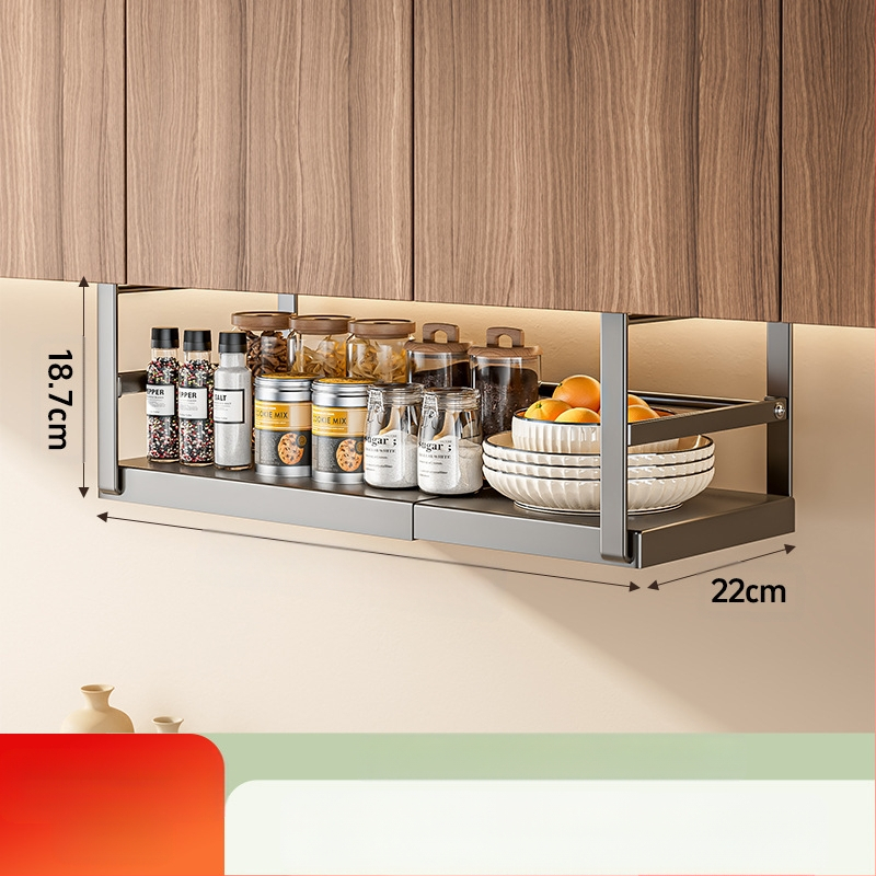 Ištraukiama virtuvės laikymo lentyna, prieskonių laikymo artefaktų spintelė, daugiasluoksnė pakabinama krepšelio spintelė, pakabinama spintelė, pakabinama lentyna