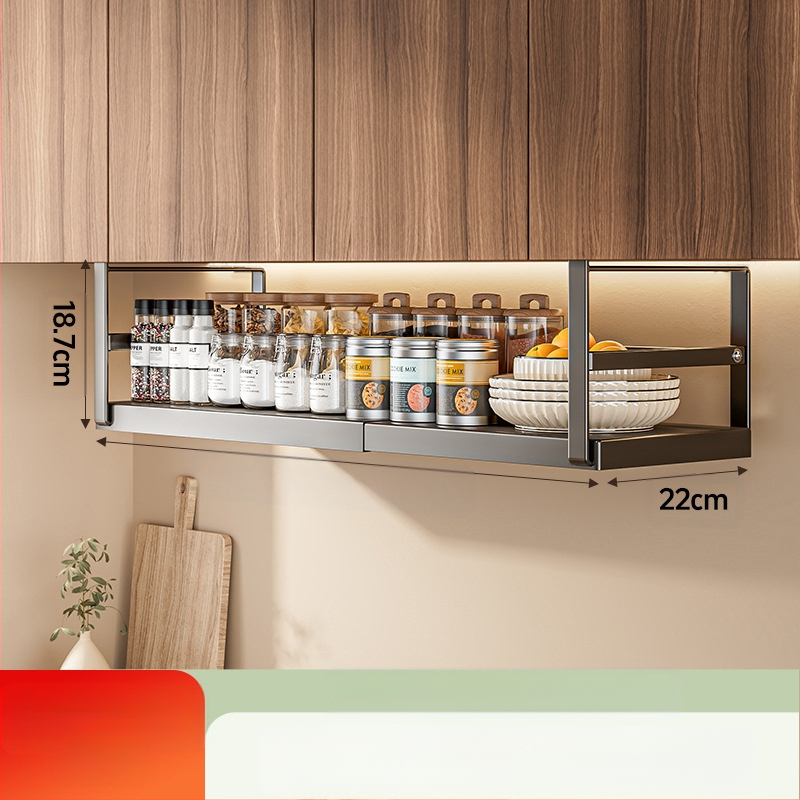 Ištraukiama virtuvės laikymo lentyna, prieskonių laikymo artefaktų spintelė, daugiasluoksnė pakabinama krepšelio spintelė, pakabinama spintelė, pakabinama lentyna