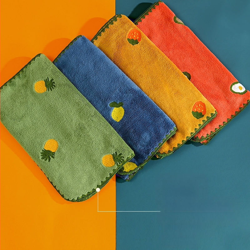 Animacinių filmukų siuvinėtas koralų vilnos rankšluostis, didmeninė prekyba vaisių siuvinėjimu, sugeriantis, sutirštintas veido rankšluostis suaugusiems, greitai džiūstantis veido rankšluostis