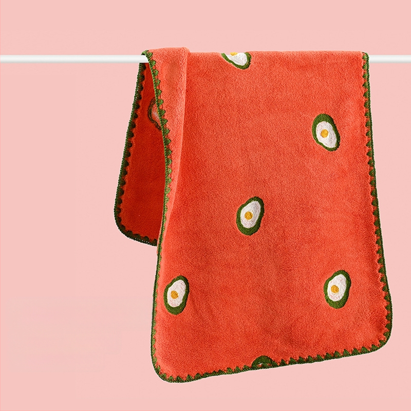 Animacinių filmukų siuvinėtas koralų vilnos rankšluostis, didmeninė prekyba vaisių siuvinėjimu, sugeriantis, sutirštintas veido rankšluostis suaugusiems, greitai džiūstantis veido rankšluostis