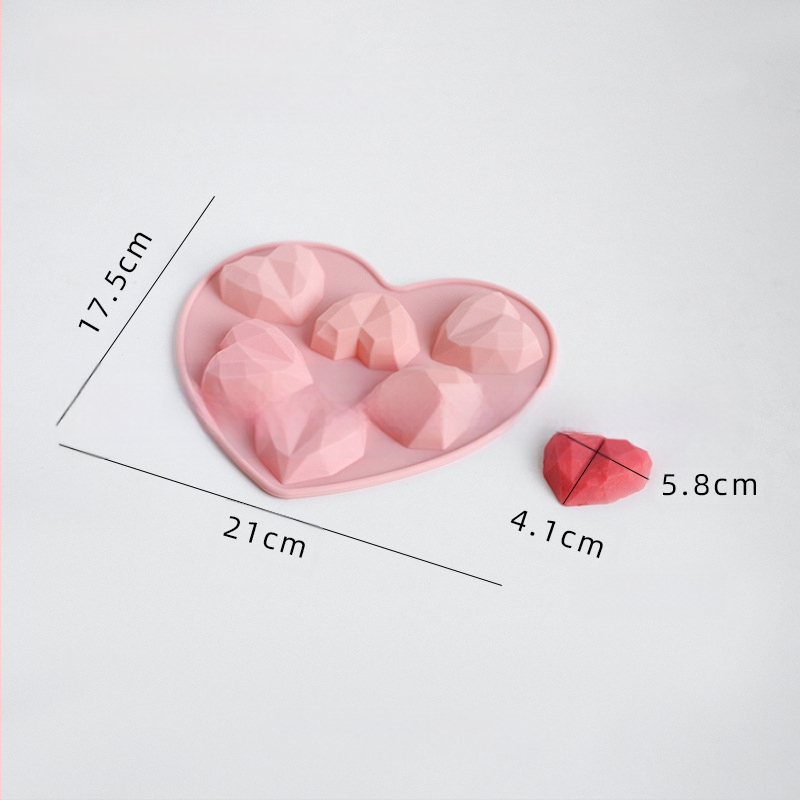 Szilikon tortaforma 6 egymást követő sztereó kis szív DIY aromaterápiás gipsz ragasztóforma sütőeszközök