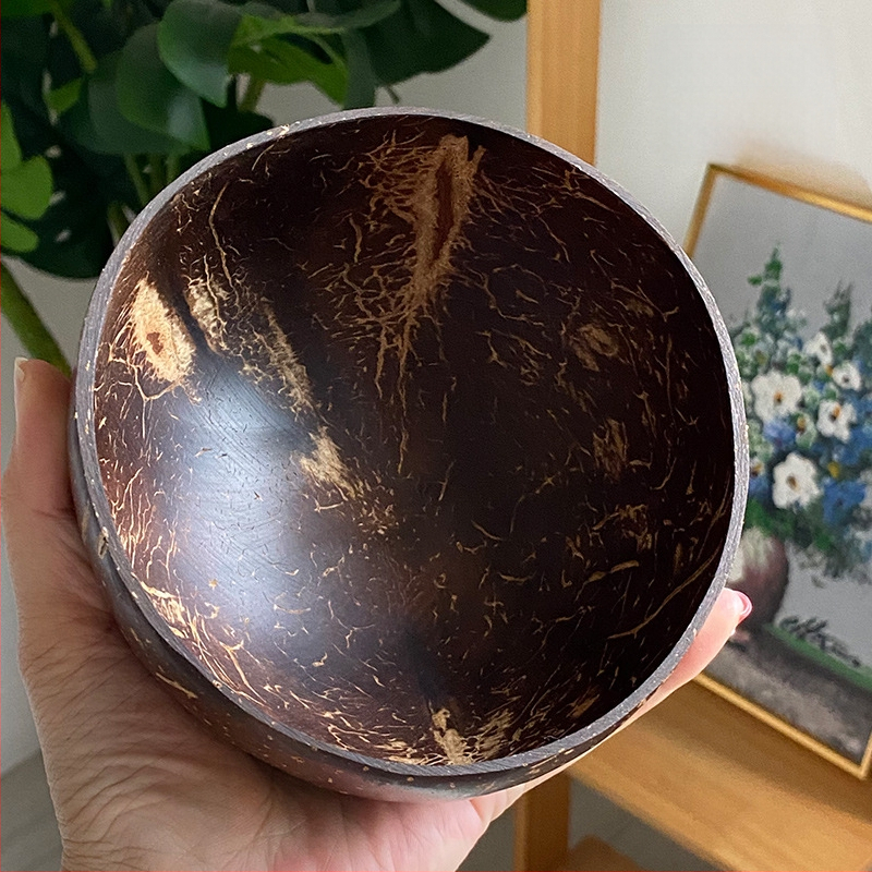 Natūralus Vietnamo Hainano senas kokoso kevalo dubuo stalo įrankiai Ryžių dubuo Desertas Cukraus vanduo Pusryčiai Lengvos salotos Vaisių laikymo dubuo