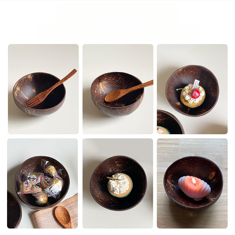 Natūralus Vietnamo Hainano senas kokoso kevalo dubuo stalo įrankiai Ryžių dubuo Desertas Cukraus vanduo Pusryčiai Lengvos salotos Vaisių laikymo dubuo