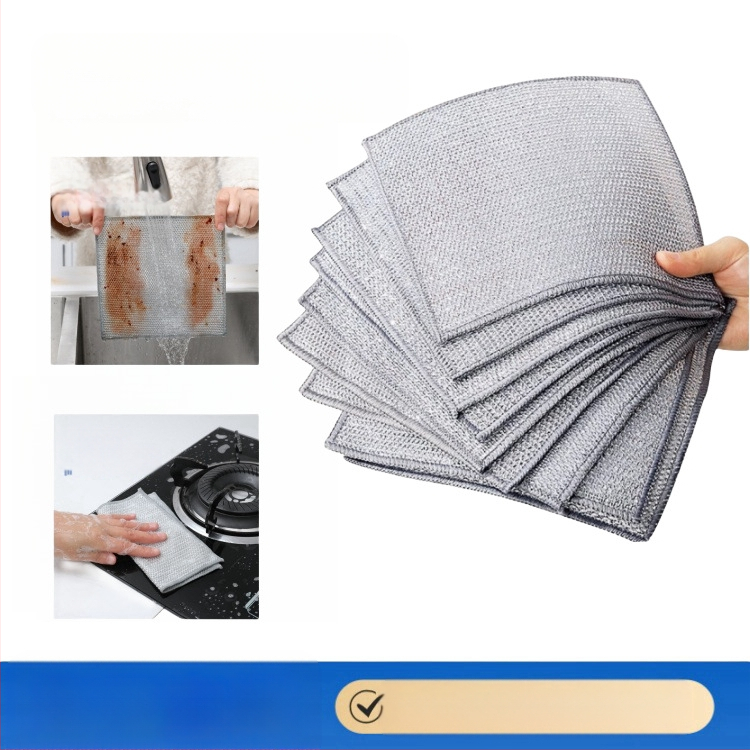 Terastraadist pall, terastraadist nõudepesulapp, köögipuhastuslapp, spetsiaalne hõbedane traat, õlivaba hari, panni nõudepesurätik