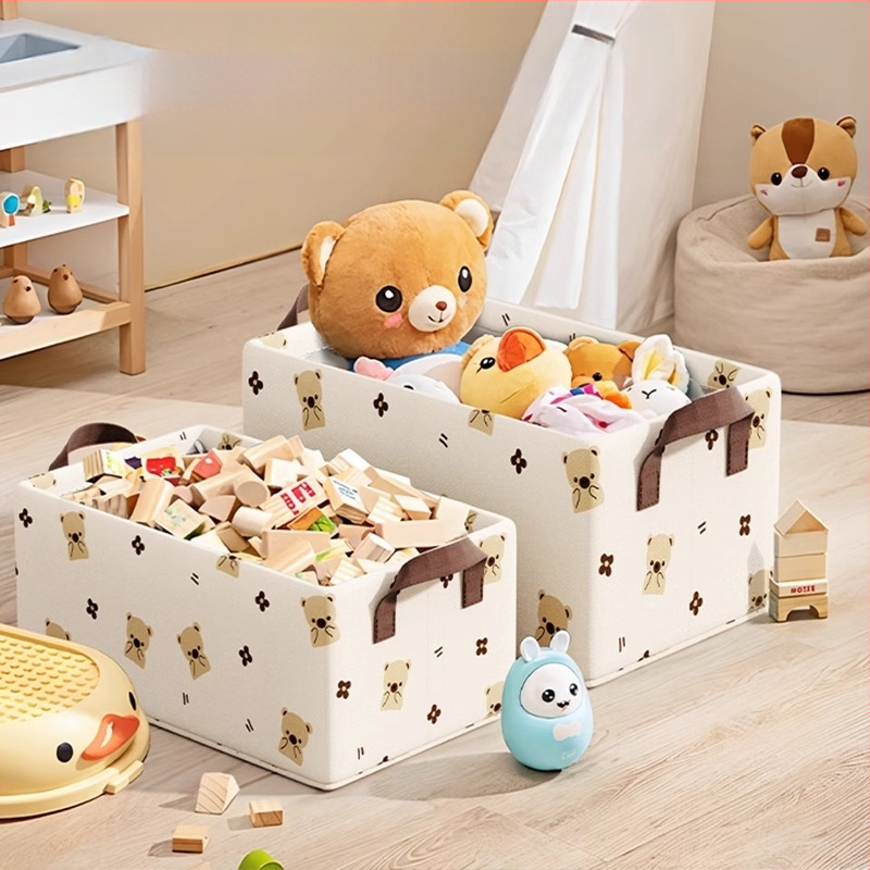 Szövetből készült aranyos medve acélvázas tárolódoboz háztartási ruhásszekrény fiókos típusú összecsukható szervező dobozos ruhák tárolódoboz