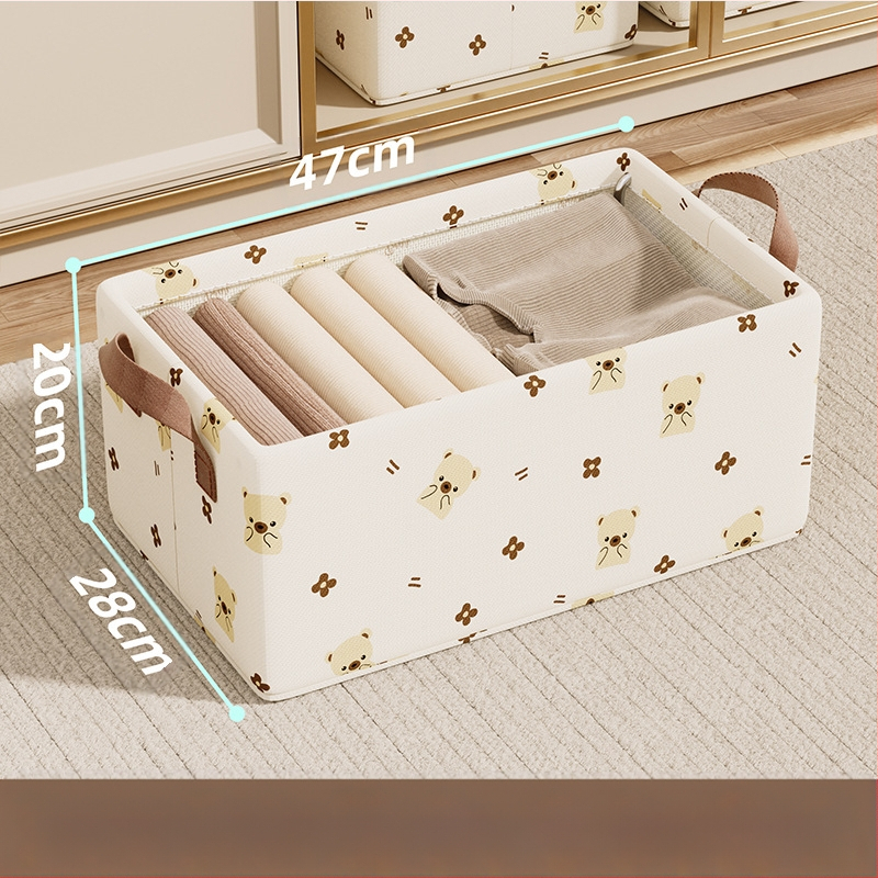 Szövetből készült aranyos medve acélvázas tárolódoboz háztartási ruhásszekrény fiókos típusú összecsukható szervező dobozos ruhák tárolódoboz