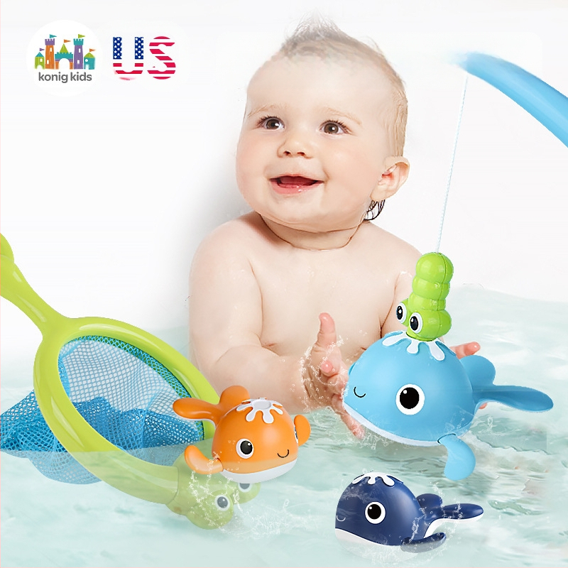 Határokon átnyúló baba felhúzható vízibálna felhúzható úszóbálna fürdőszobai mágneses horgászkészlet fürdővízi játék