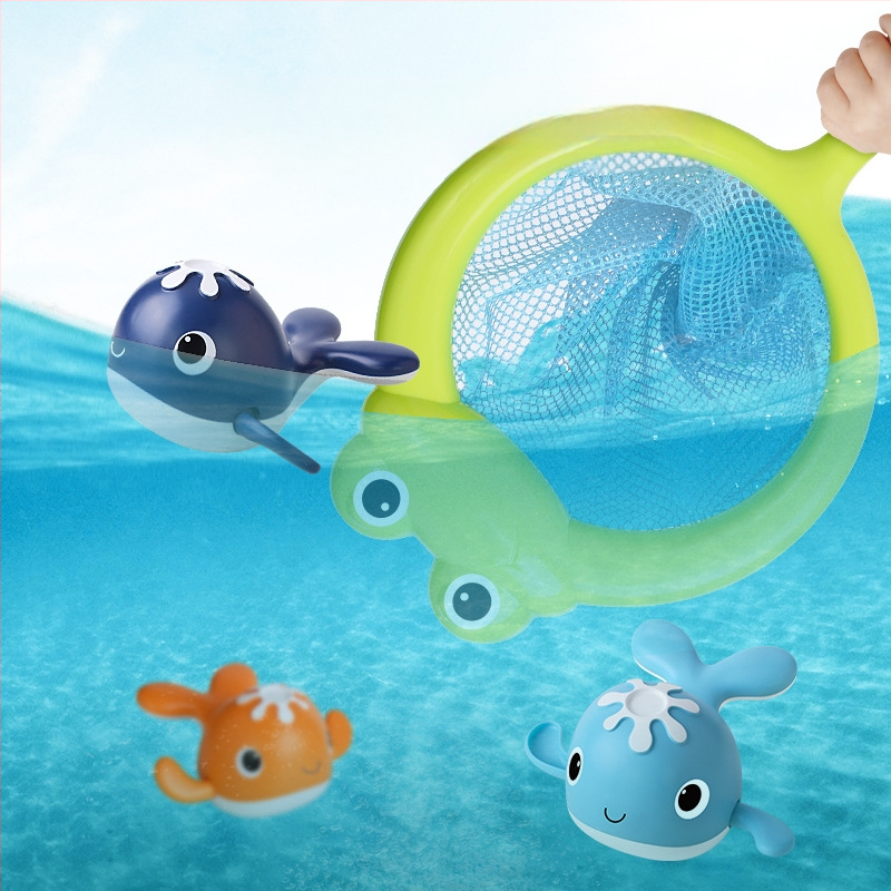 Határokon átnyúló baba felhúzható vízibálna felhúzható úszóbálna fürdőszobai mágneses horgászkészlet fürdővízi játék