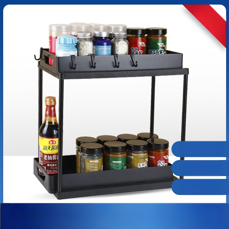 Dvisluoksnė laikymo lentyna virtuvei, prieskonių laikymo lentyna, kanalizacijos lentyna, tualeto kambario, svetainės laikymo lentyna, daugiafunkcinė apatinės kriauklės laikymo lentyna