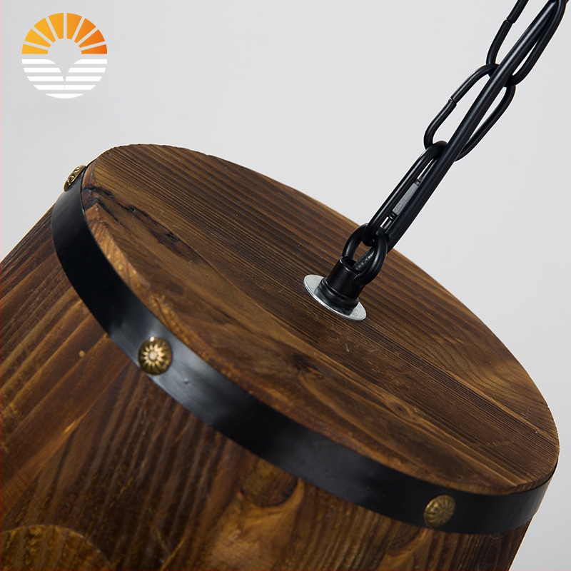 Ameerika maamaja retro puidust ämbriga rippvalgusti veinitünni teemaline restoran kohvik baar interneti kohvik baar täispuidust käsitöö dekoratiivvalgustus